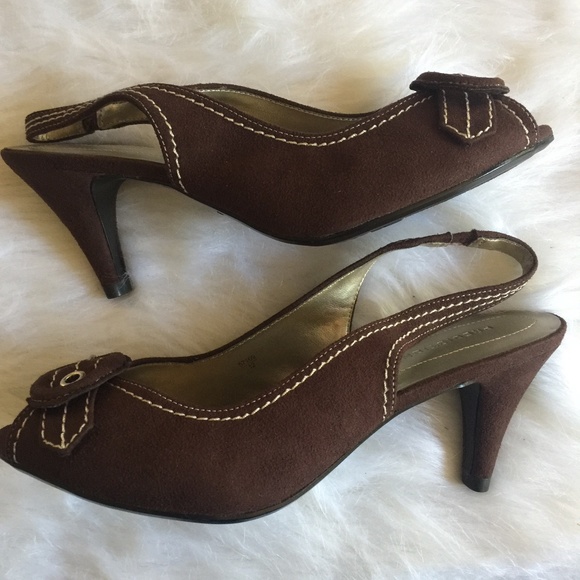 🌺Predictions Brown Buckle Peep Toe Heels 6.5 - Picture 9 of 12